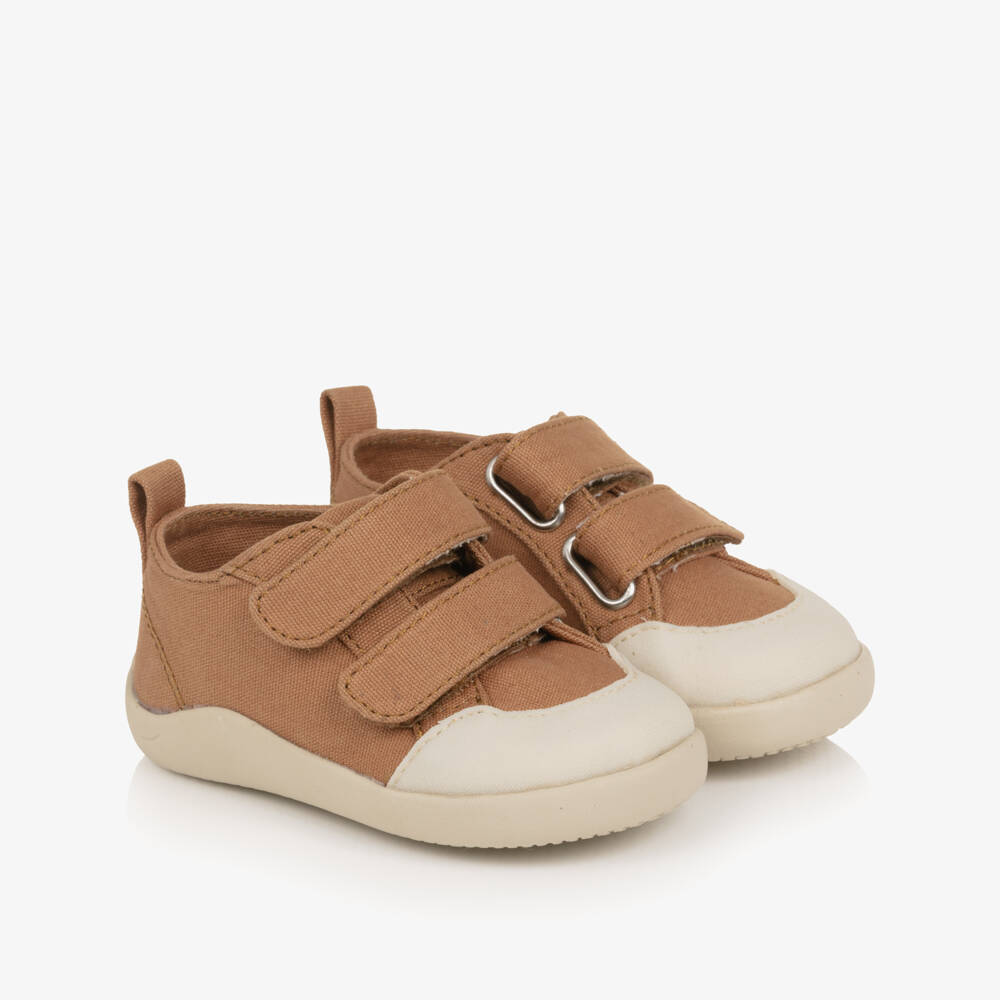 Old Soles-Tan Brown Canvas First Walker Trainers | Childrensalon Outlet