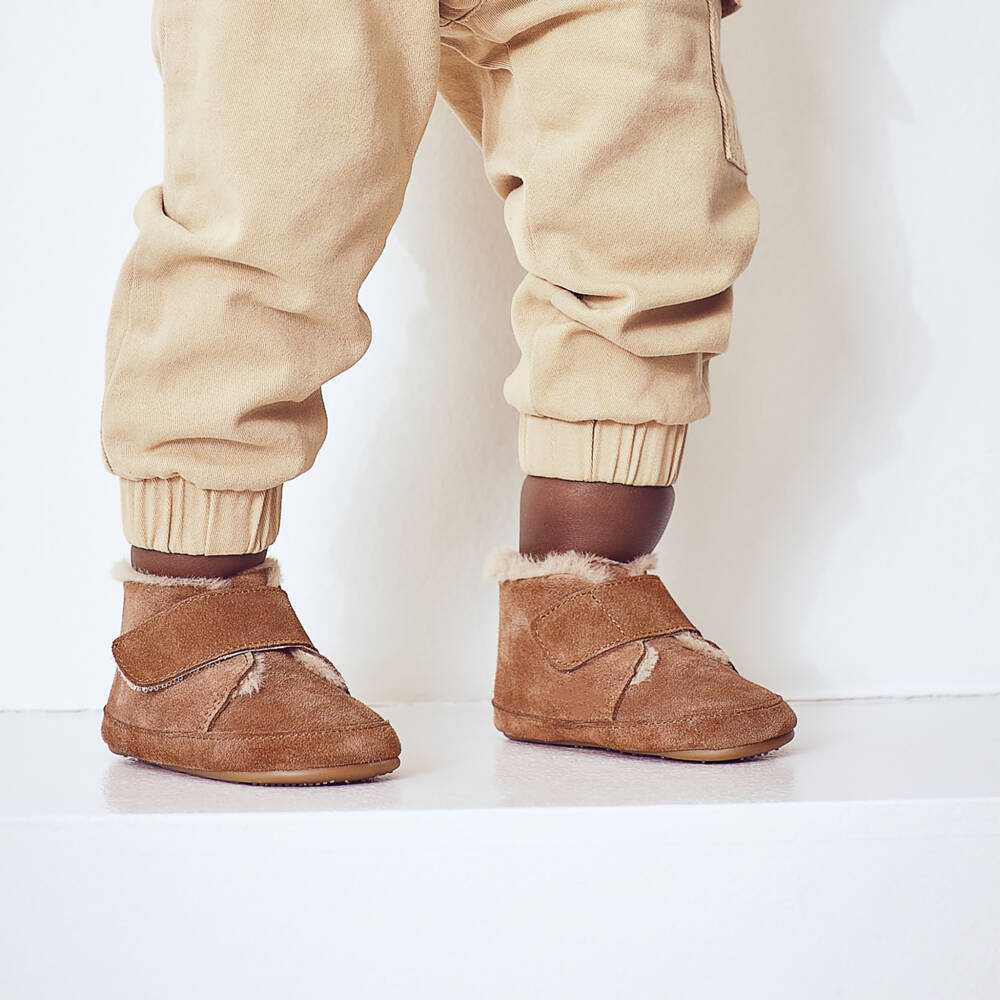 Old Soles-Tan Brown Leather First Walker Boots | Childrensalon Outlet