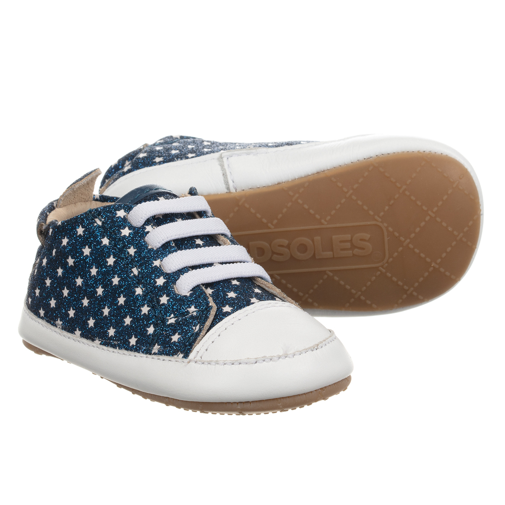 Old Soles - White & Blue Baby Shoes | Childrensalon