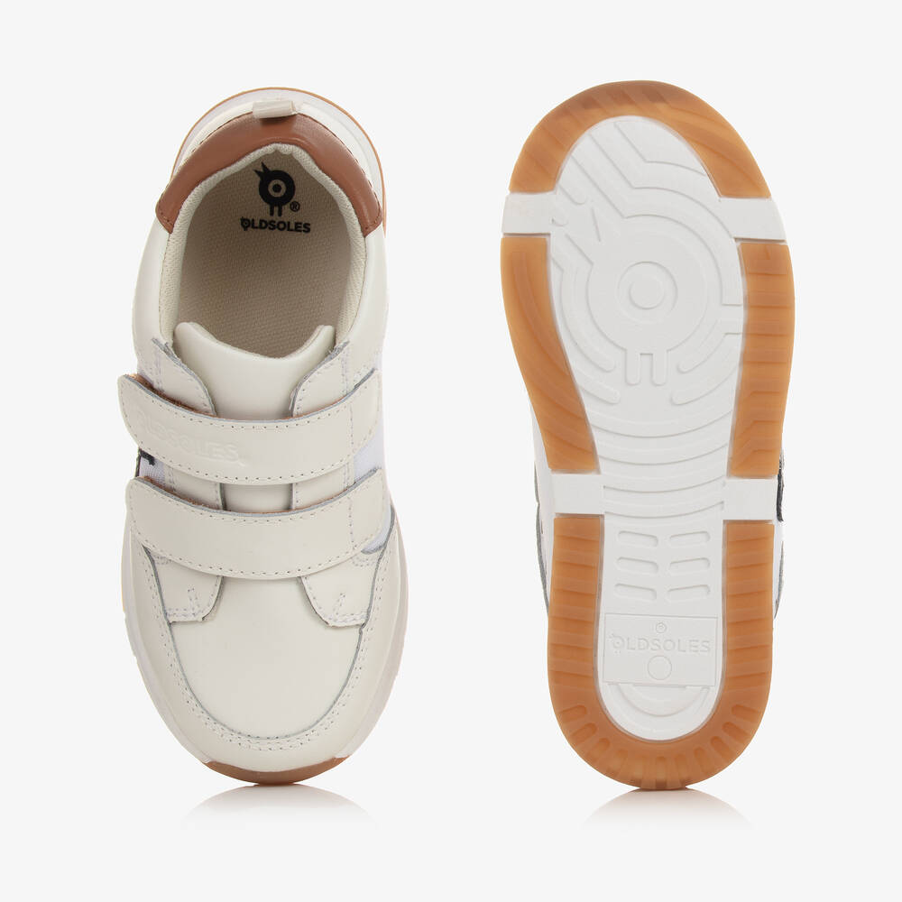 Old Soles-White & Brown Leather Star Trainers | Childrensalon Outlet