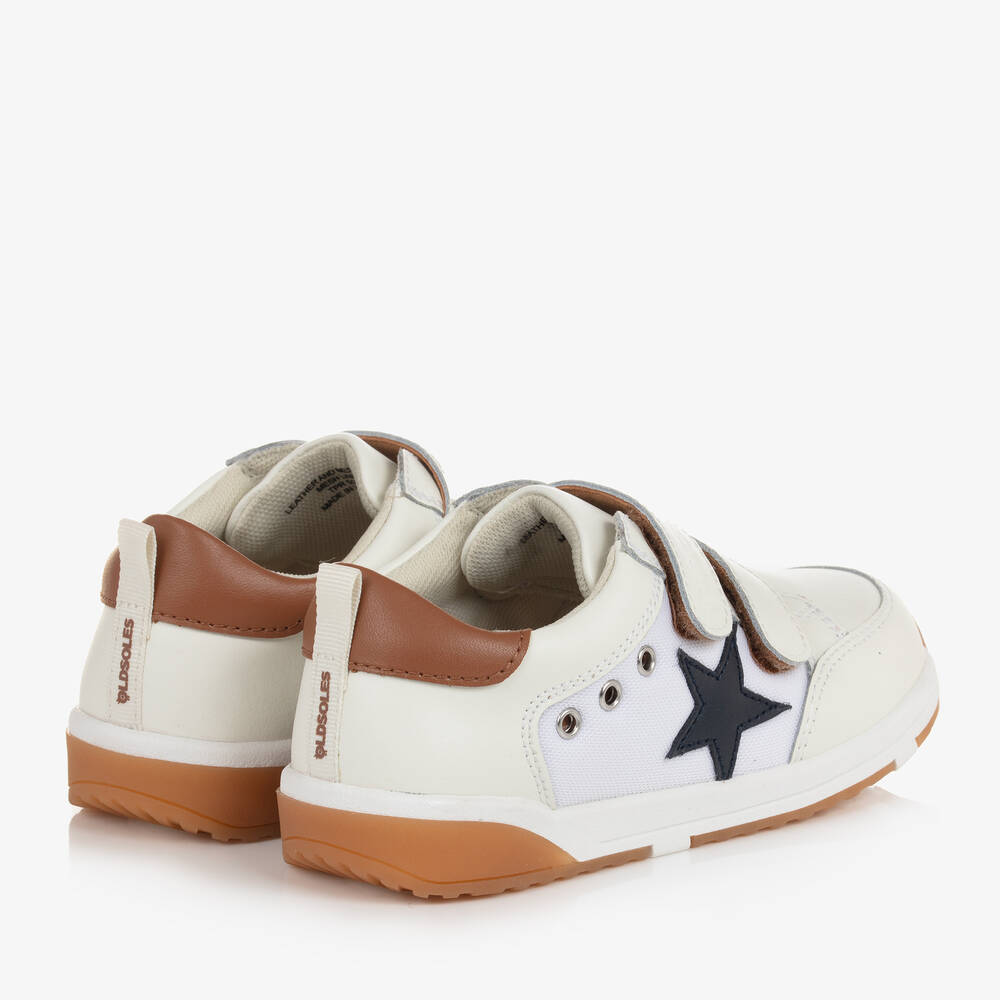 Old Soles-White & Brown Leather Star Trainers | Childrensalon Outlet