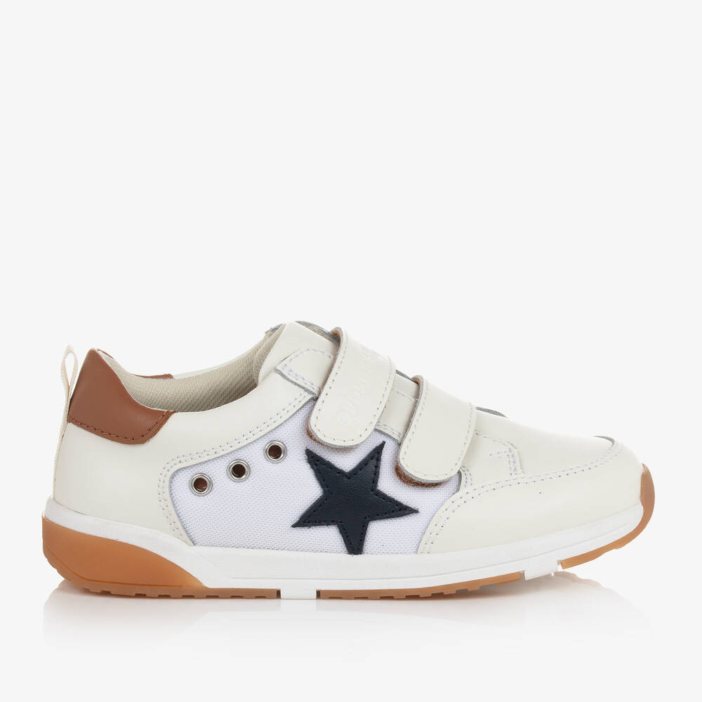 Old Soles White Brown Leather Star Trainers