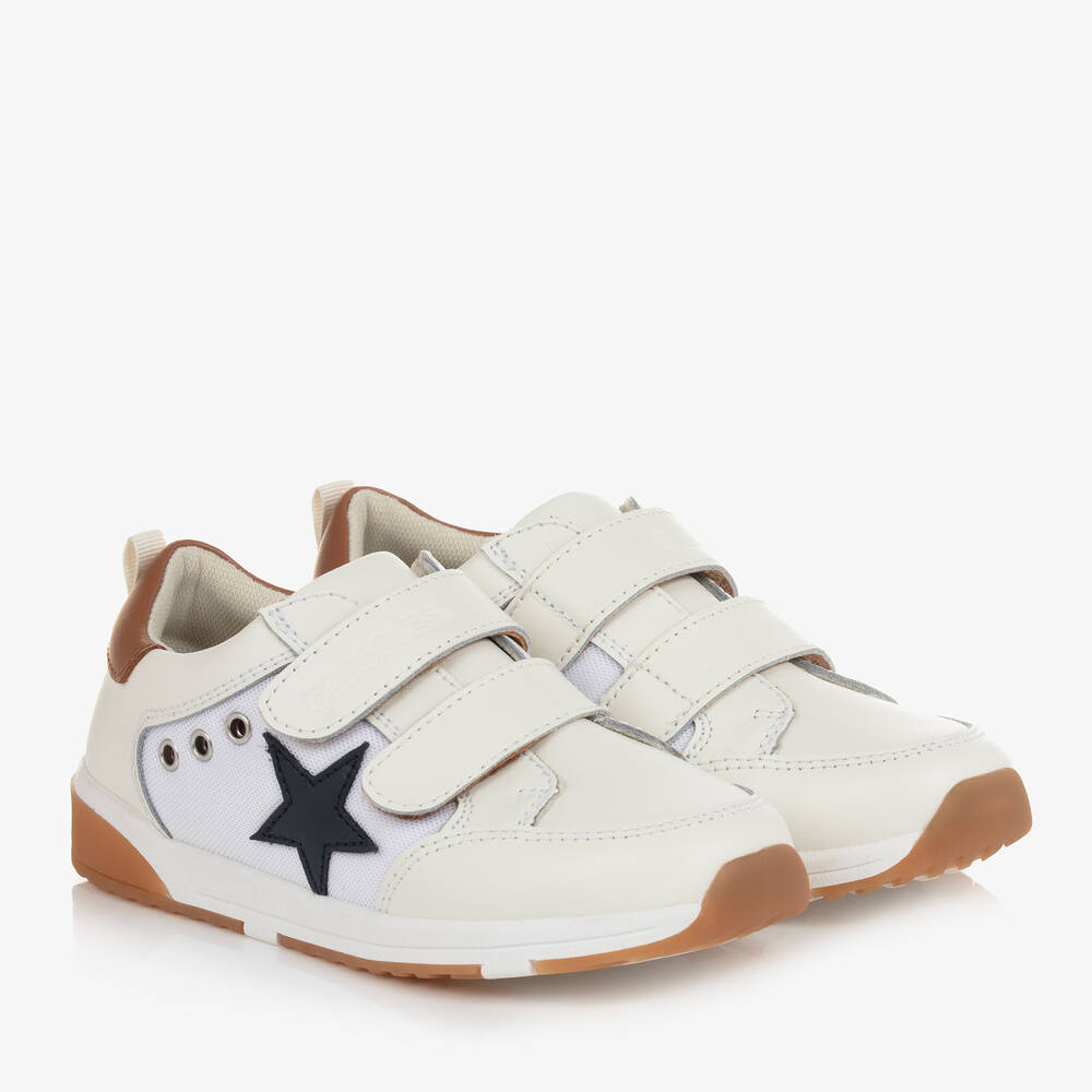 Old Soles - White & Brown Leather Star Trainers | Childrensalon