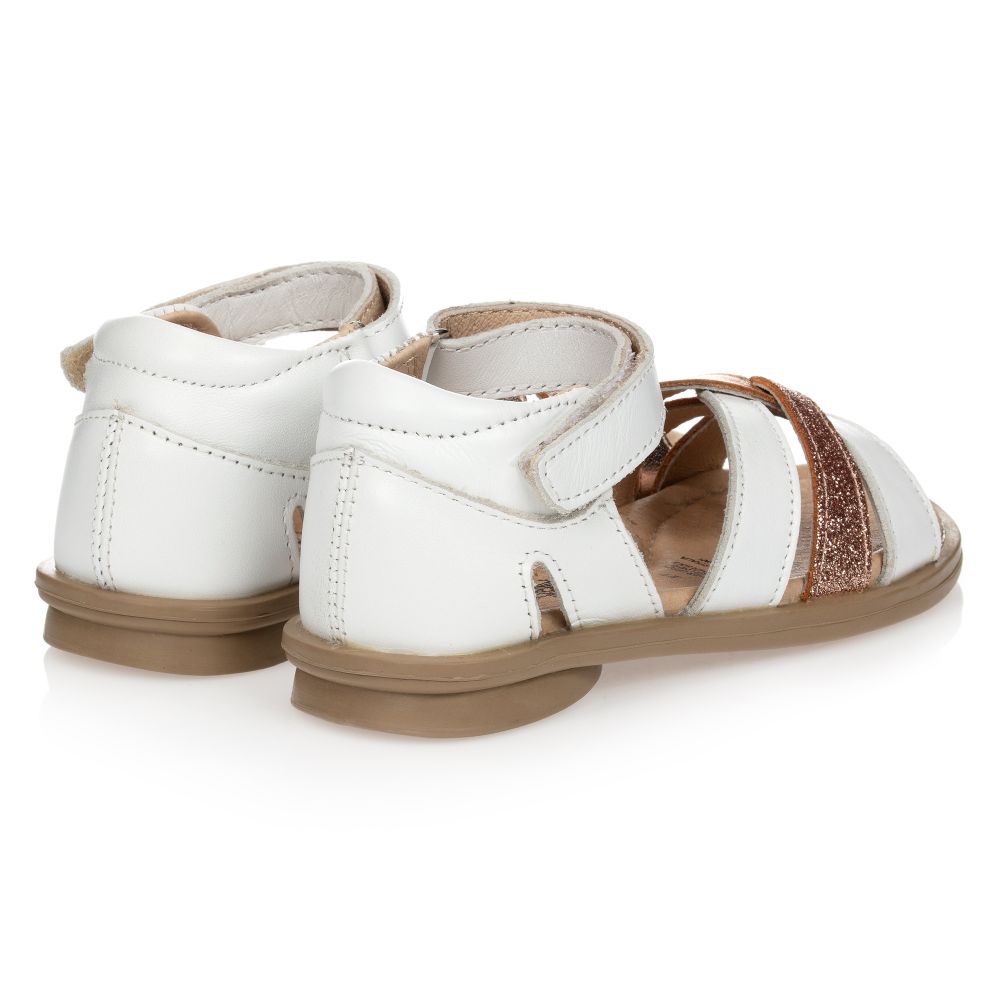 أولد سولز-صندل جلد لون أبيض وذهبي للبنات | Childrensalon Outlet