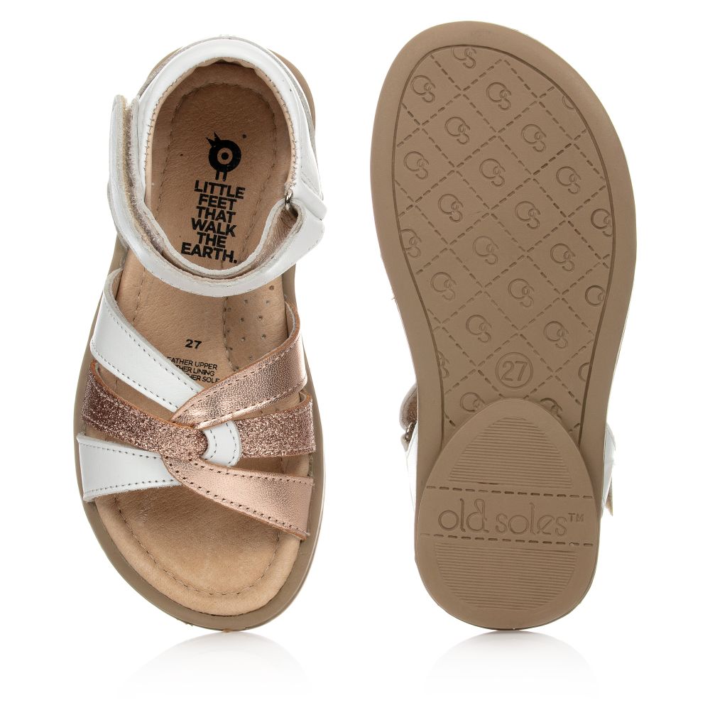 Old Soles White Gold Leather Sandals Childrensalon Outlet