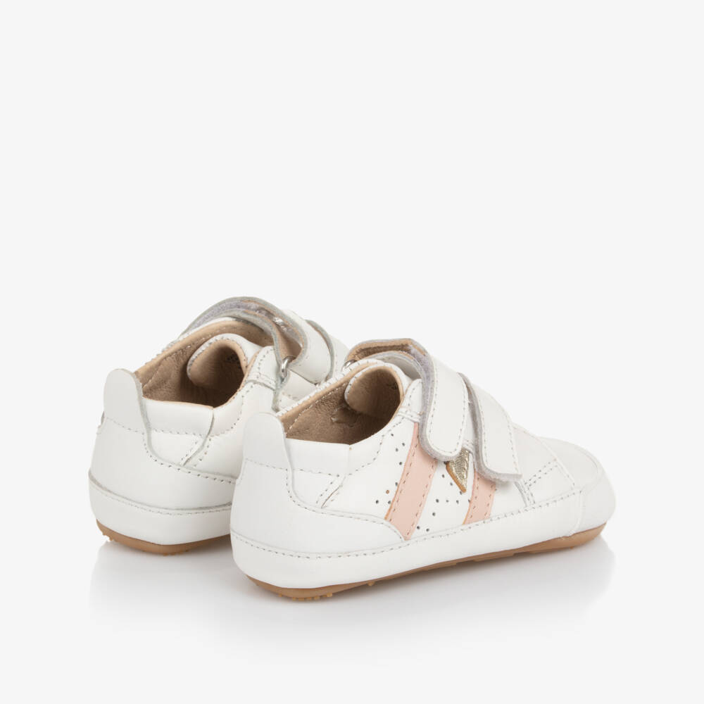 Old Soles-White Leather First Walker Velcro Trainers | Childrensalon Outlet