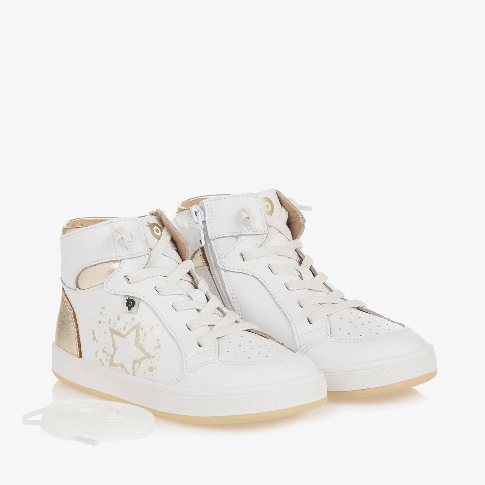 Old Soles-White Leather High-Top Trainers | Childrensalon Outlet