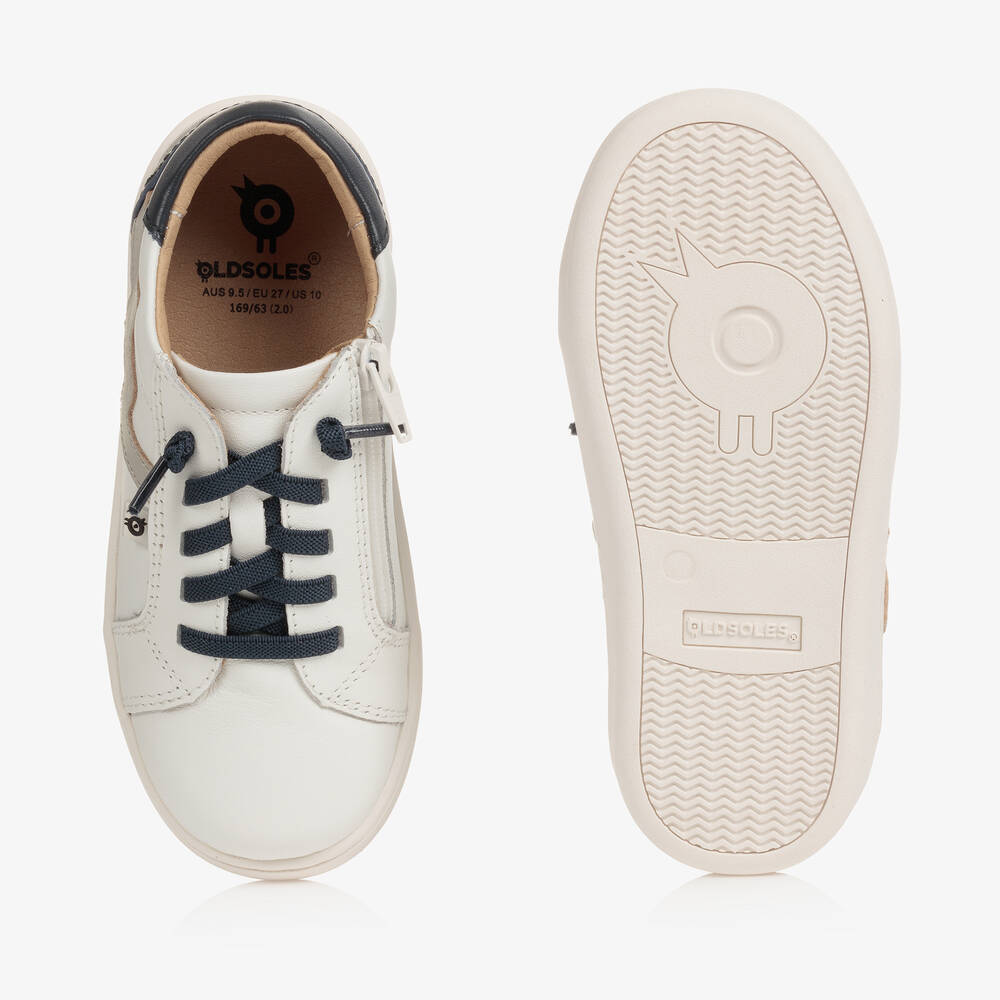 Old Soles-White Leather Lightening Bolt Trainers | Childrensalon Outlet