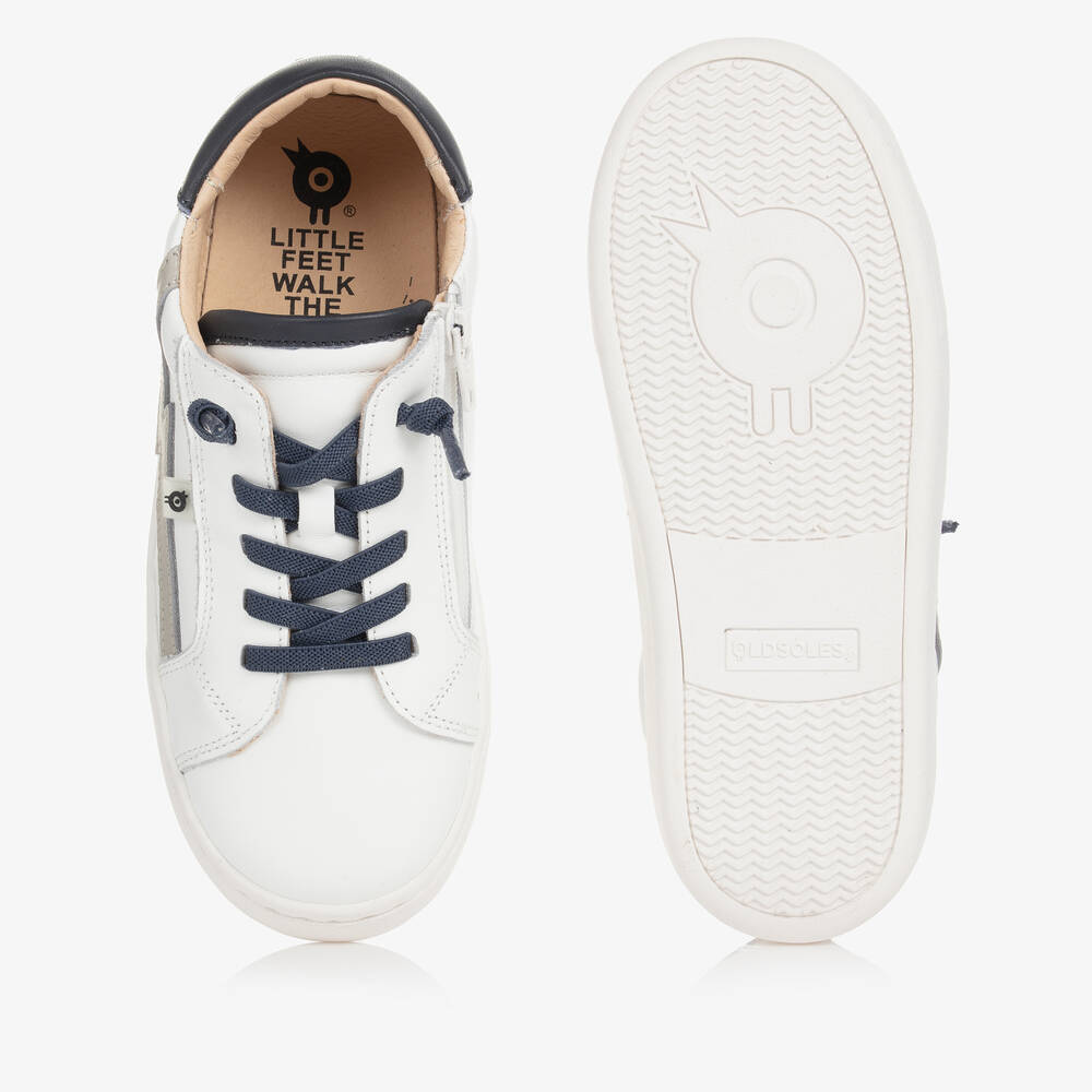 Old Soles-White Leather Lightning Bolt Trainers | Childrensalon Outlet