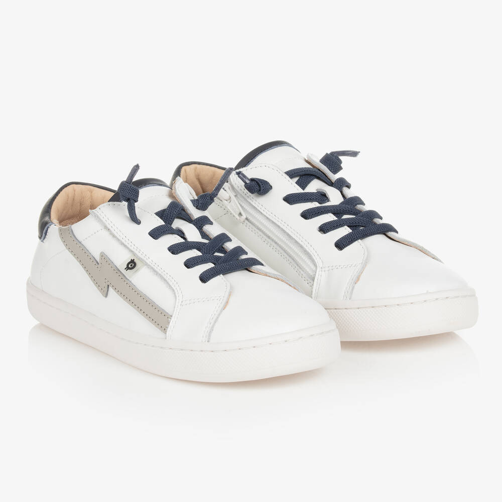 Old Soles - White Leather Lightning Bolt Trainers | Childrensalon