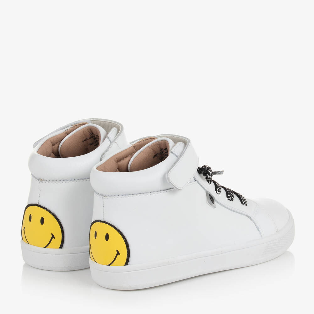 Old Soles - White Leather Smiling Face Trainers | Childrensalon Outlet