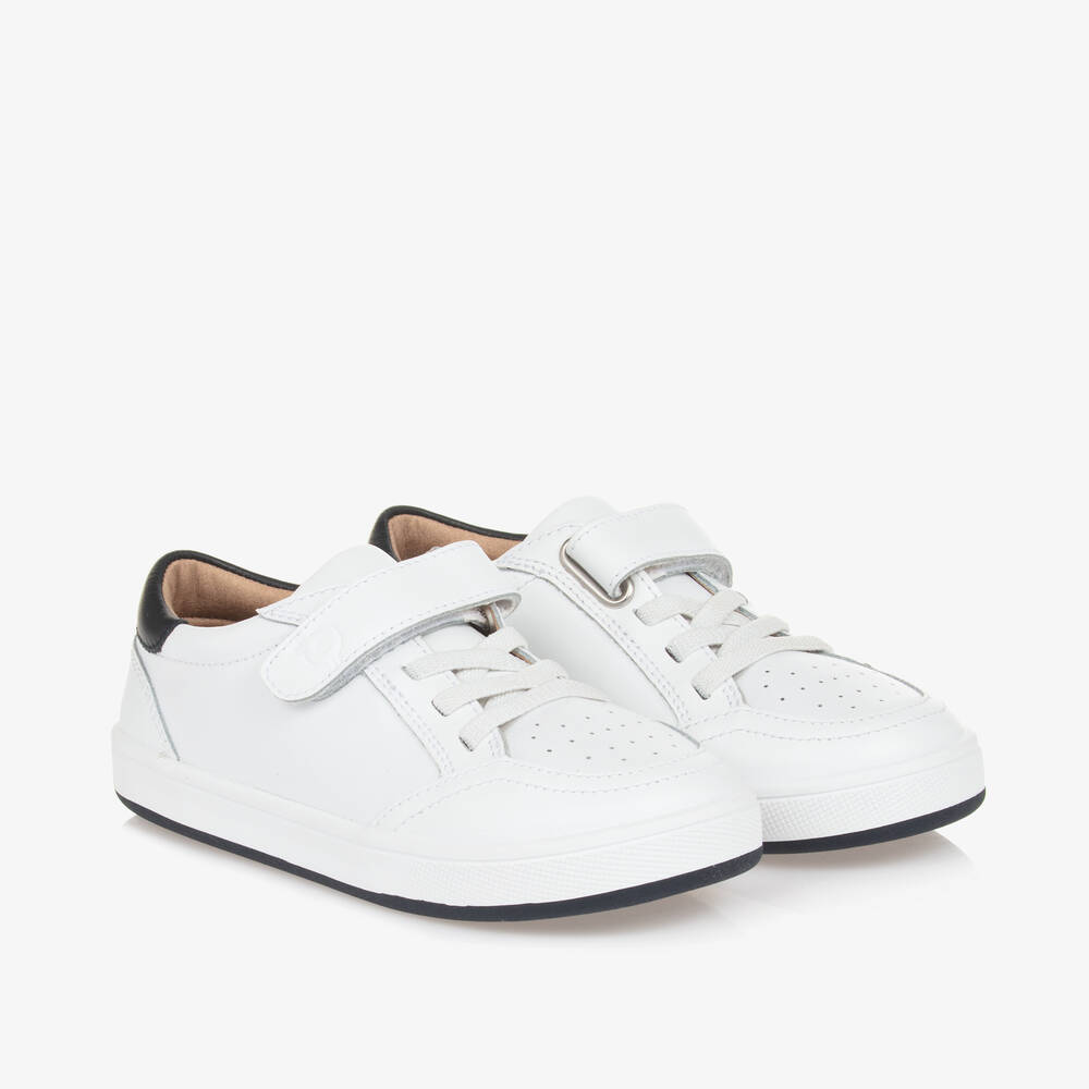 White Leather Velcro Trainers