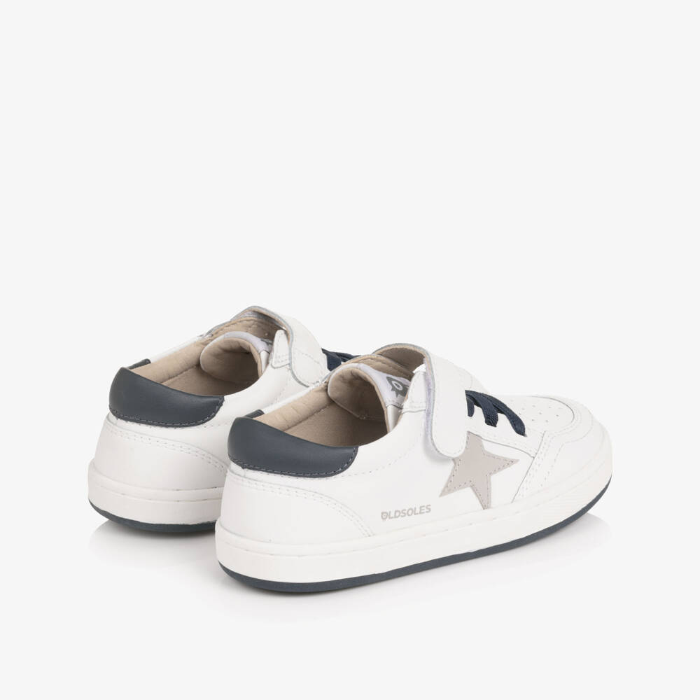 Old Soles-White & Navy Blue Leather Trainers | Childrensalon Outlet