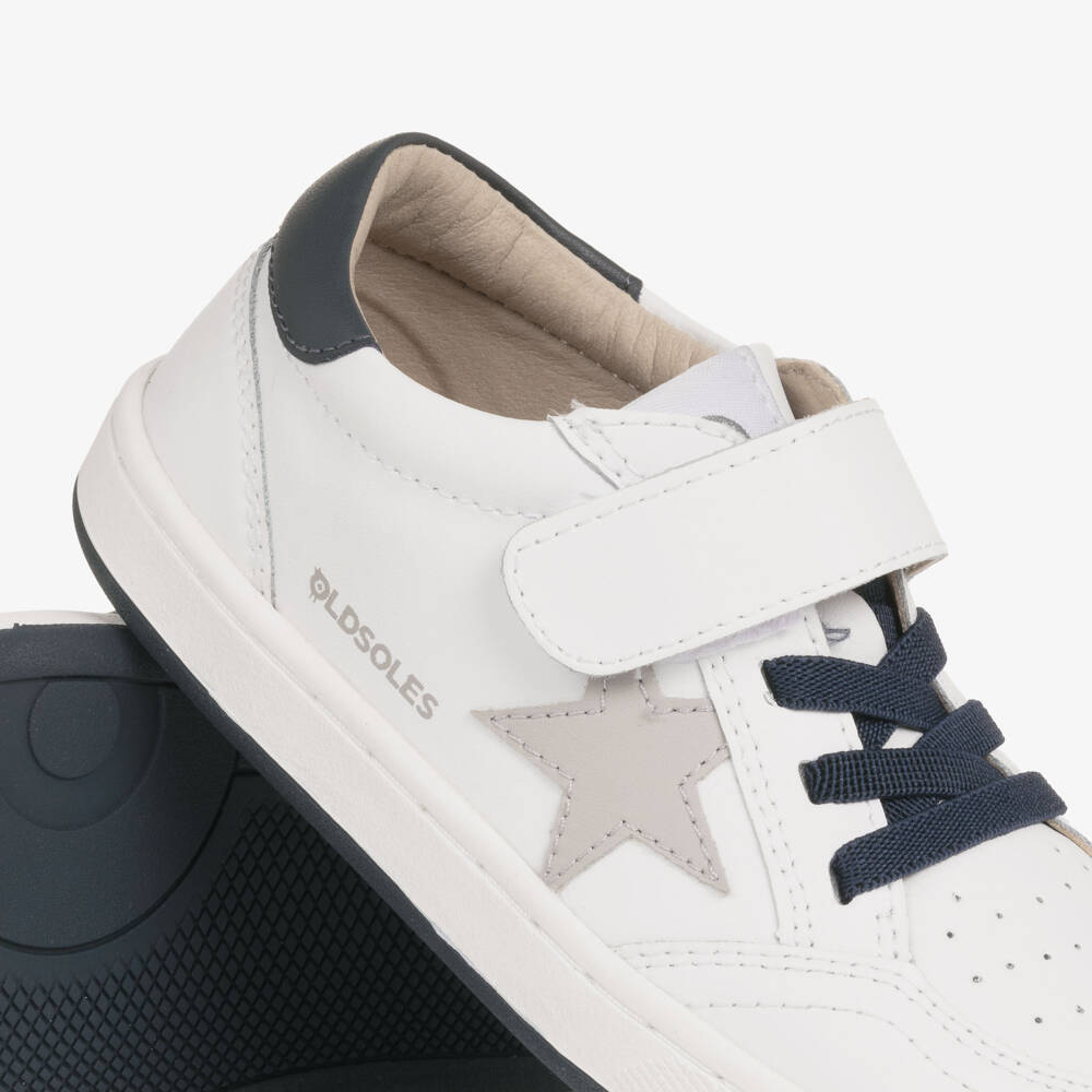 Old Soles-White & Navy Blue Leather Trainers | Childrensalon Outlet