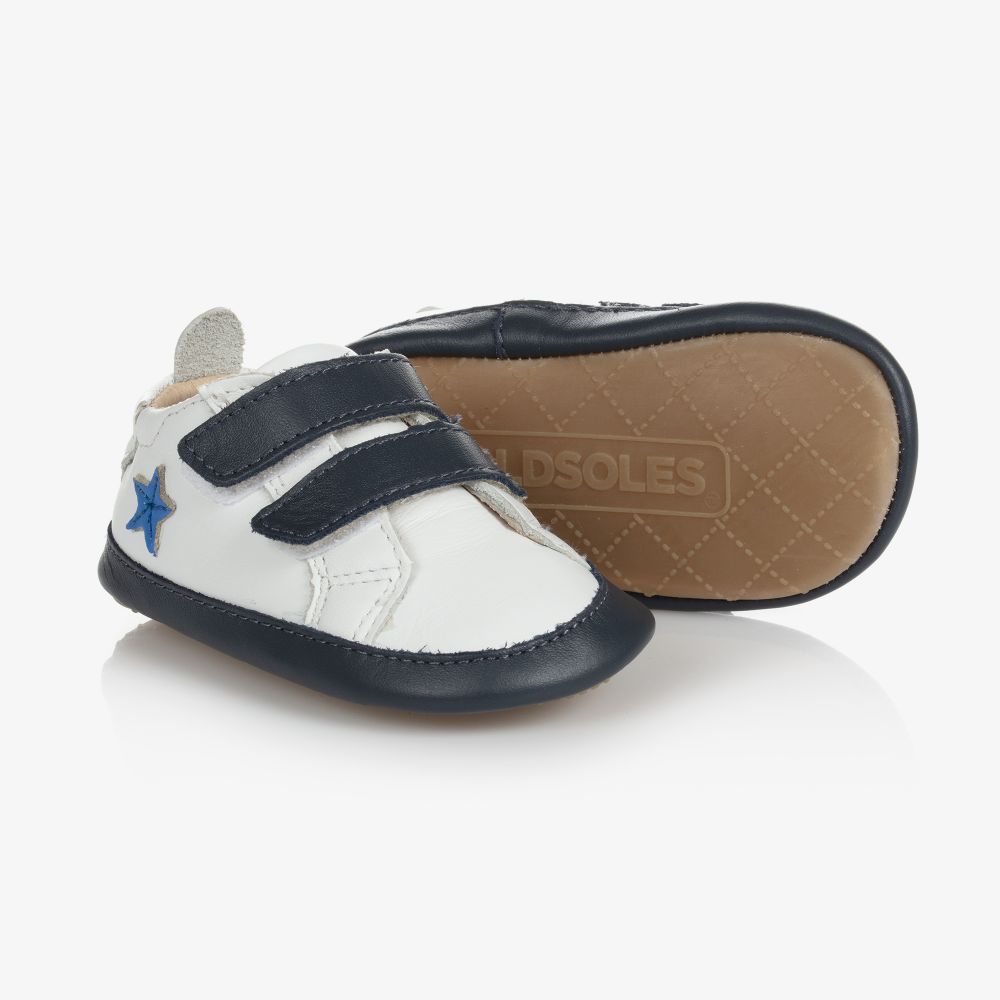 Old Soles - حذاء ترينرز جلد لون أبيض لمرحلة قبل المشي للأطفال | Childrensalon