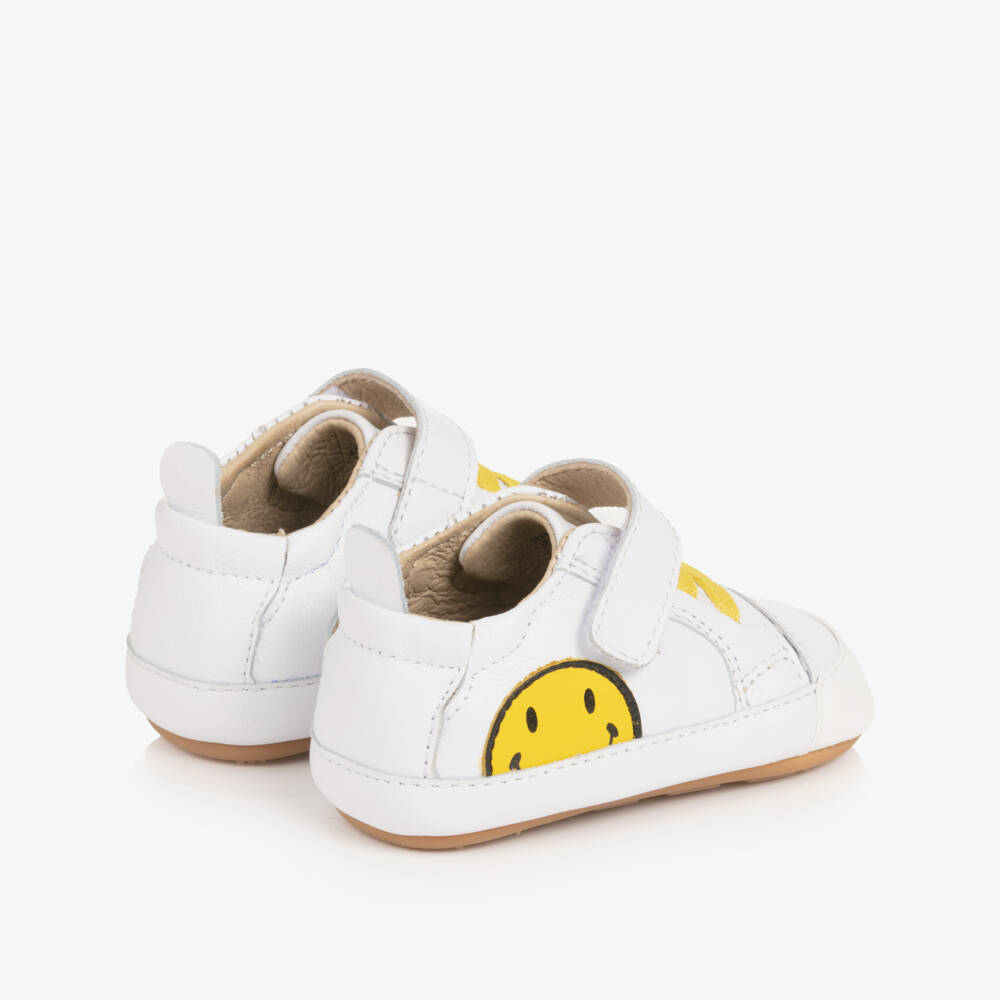 Old Soles-White & Yellow Leather Pre-Walker Trainers | Childrensalon Outlet