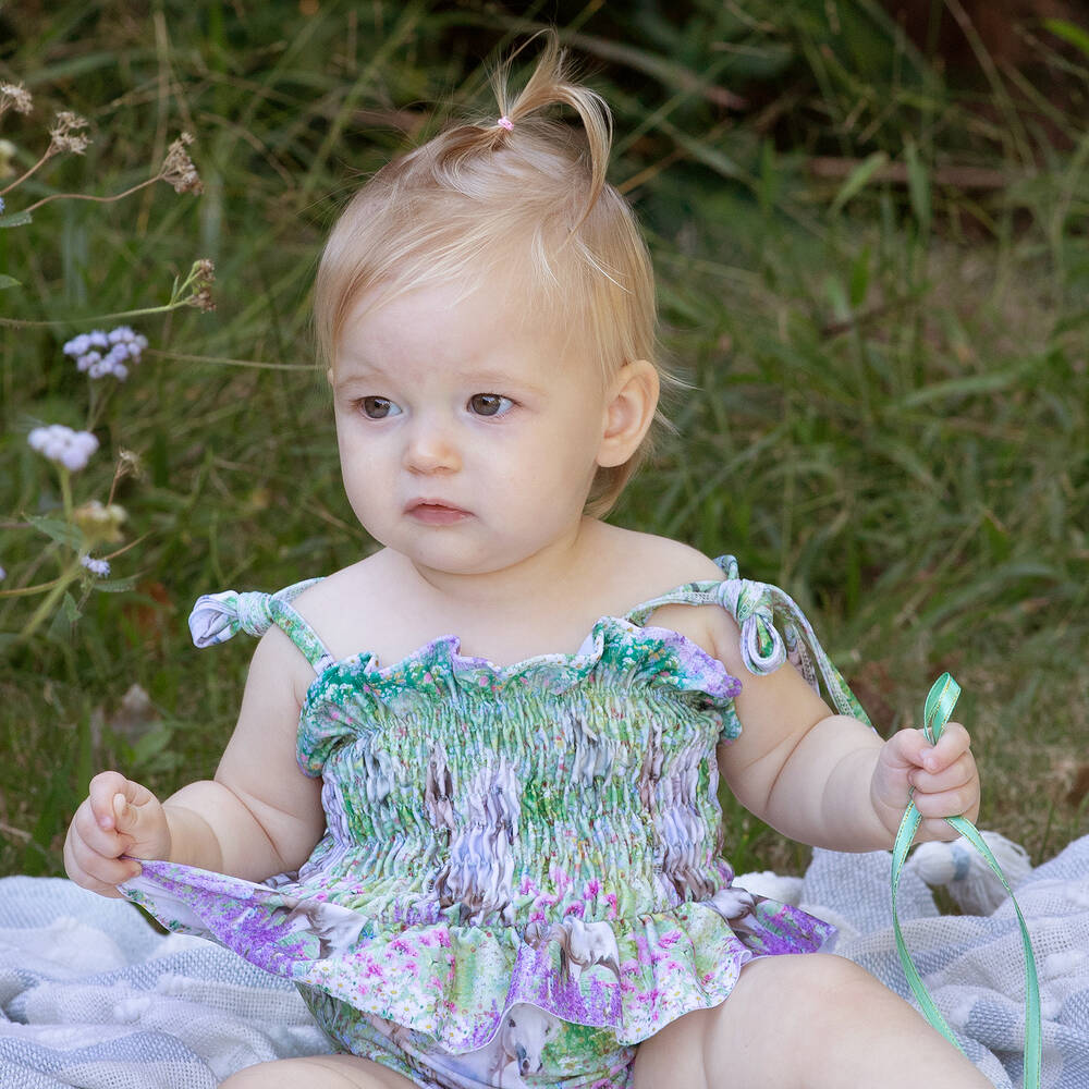 اولغا فالنتين-مايّو لون أخضر وبنفسجي للمولودات (UPF50+) | Childrensalon Outlet