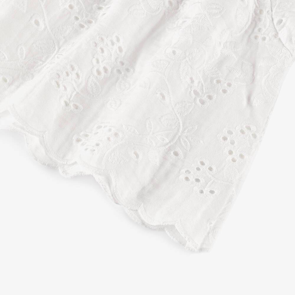 Olga Valentine-Baby Girls White Broderie Anglaise Dress | Childrensalon Outlet