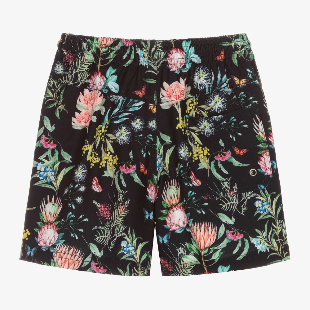 Olga Valentine-شورت سباحة لون أسود بطبعة ورود للأولاد | Childrensalon Outlet
