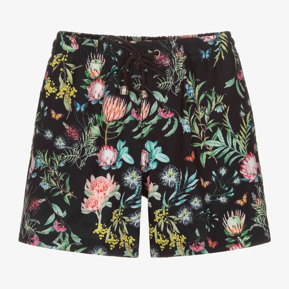 Olga Valentine-شورت سباحة لون أسود بطبعة ورود للأولاد | Childrensalon Outlet