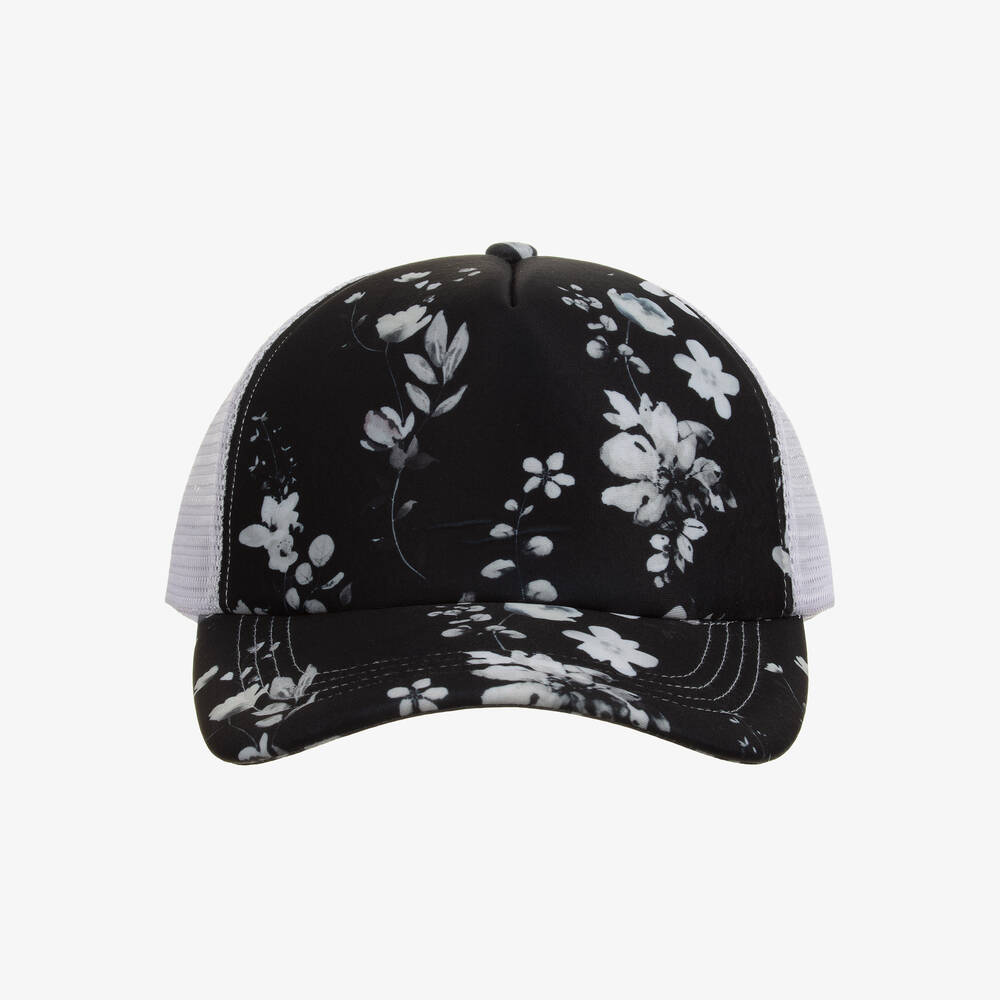 Olga Valentine-Girls Black Floral Cap | Childrensalon Outlet