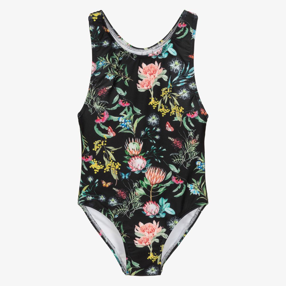 Olga Valentine - Girls Black Swimsuit (UPF50+) | Childrensalon