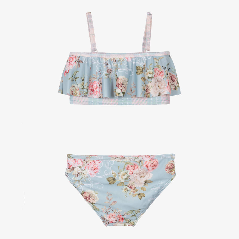 اولغا فالنتين-مايّو لون أزرق بطبعة ورود للبنات (UPF50+) | Childrensalon Outlet