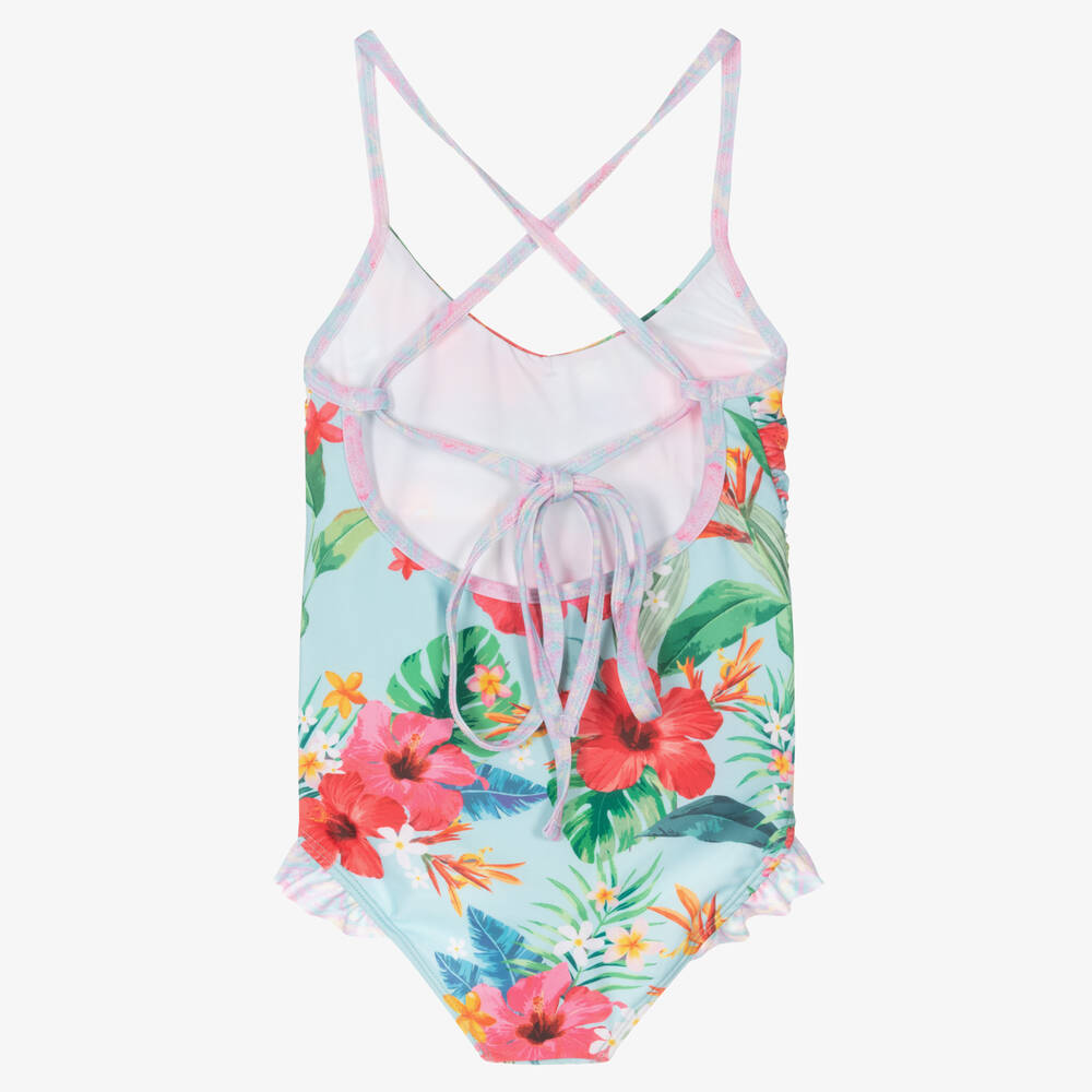 اولغا فالنتين-مايّو لون أزرق فاتح بطبعة ورود للبنات (+UPF50) | Childrensalon Outlet