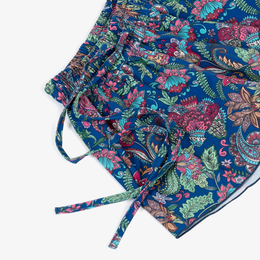 Olga Valentine-Girls Blue Paisley Print Beachwear Shorts | Childrensalon Outlet