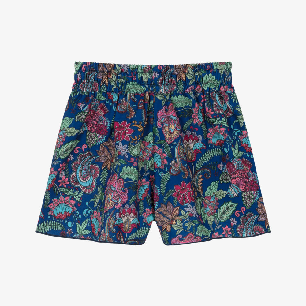 Olga Valentine-Girls Blue Paisley Print Beachwear Shorts | Childrensalon Outlet
