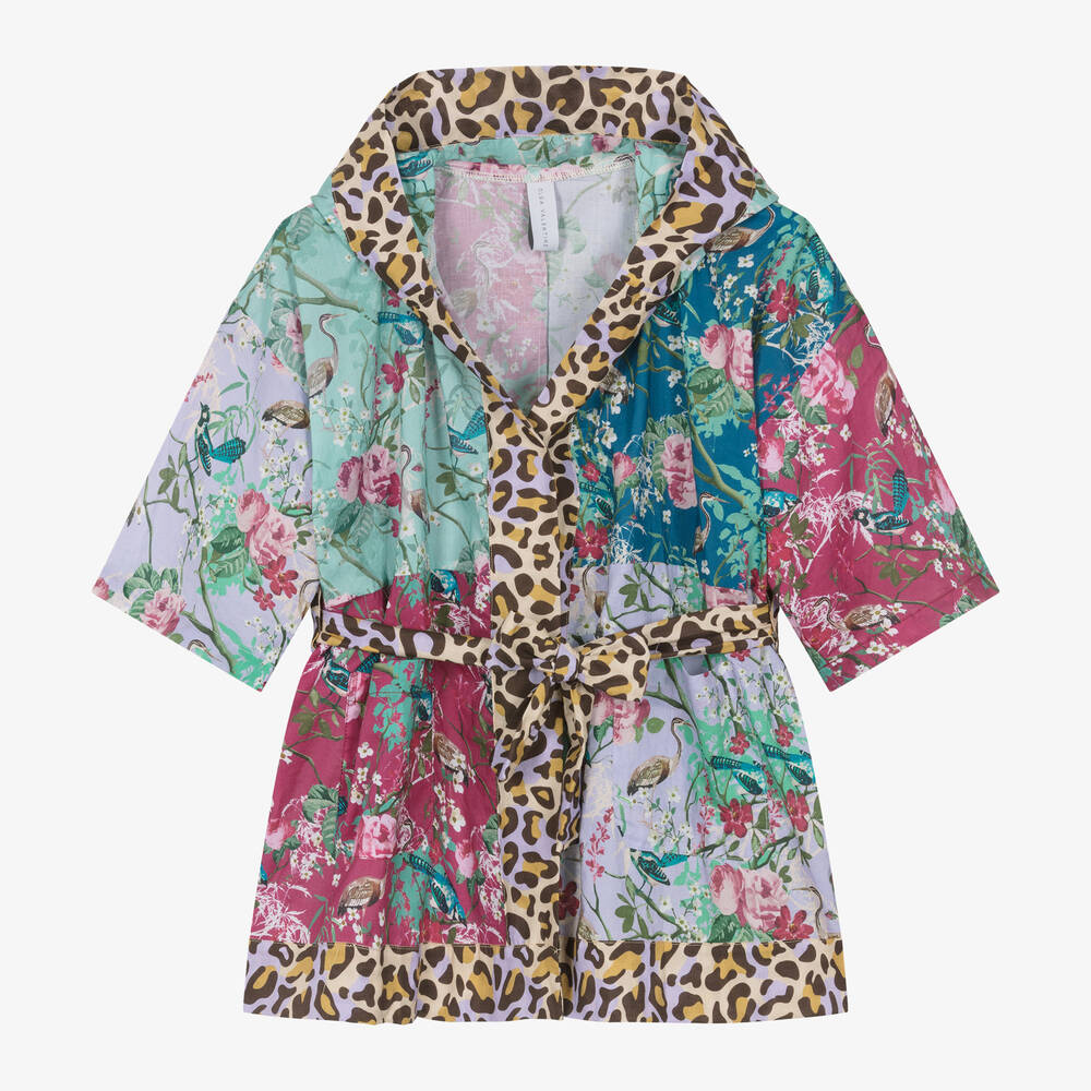Olga Valentine-Girls Blue & Pink Floral Beach Kimono | Childrensalon Outlet