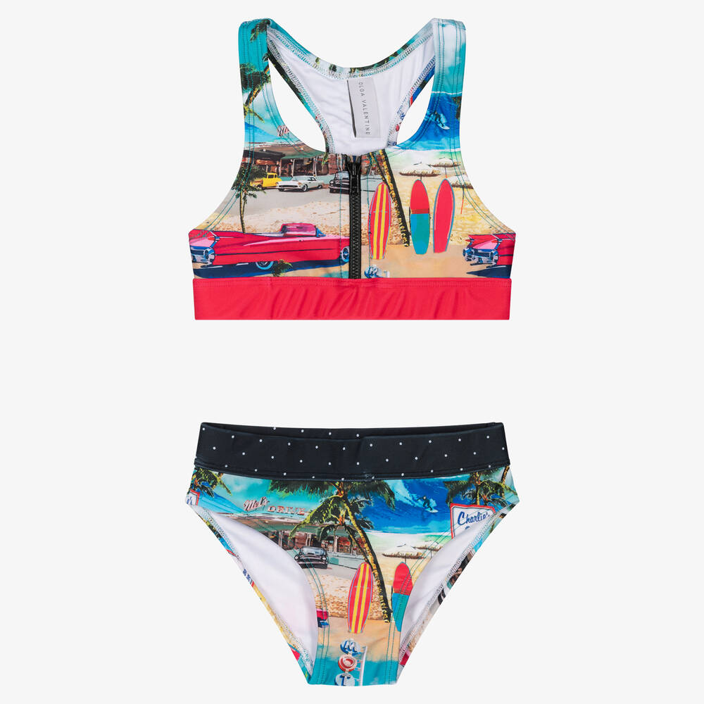 Olga Valentine - Bikini bleu rouge Cadillac (UPF50+) | Childrensalon