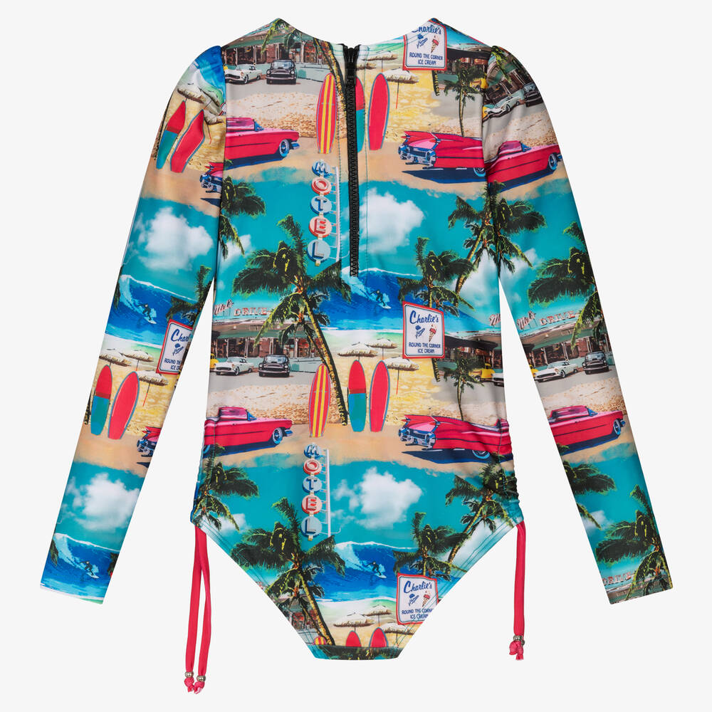 Olga Valentine-Сине-красный купальник с кадиллаком(UPF50+) | Childrensalon Outlet