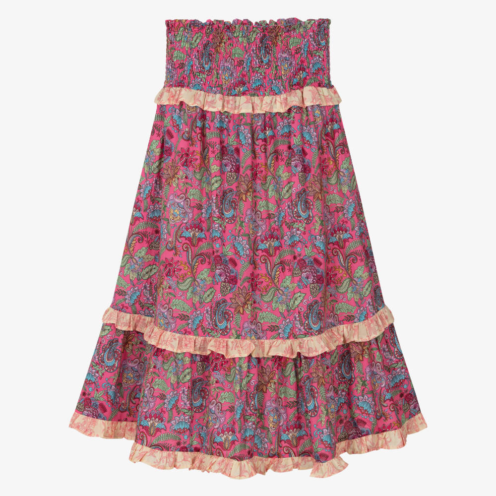 Olga Valentine-Girls Fuchsia Pink Cotton Paisley Print Dress | Childrensalon Outlet