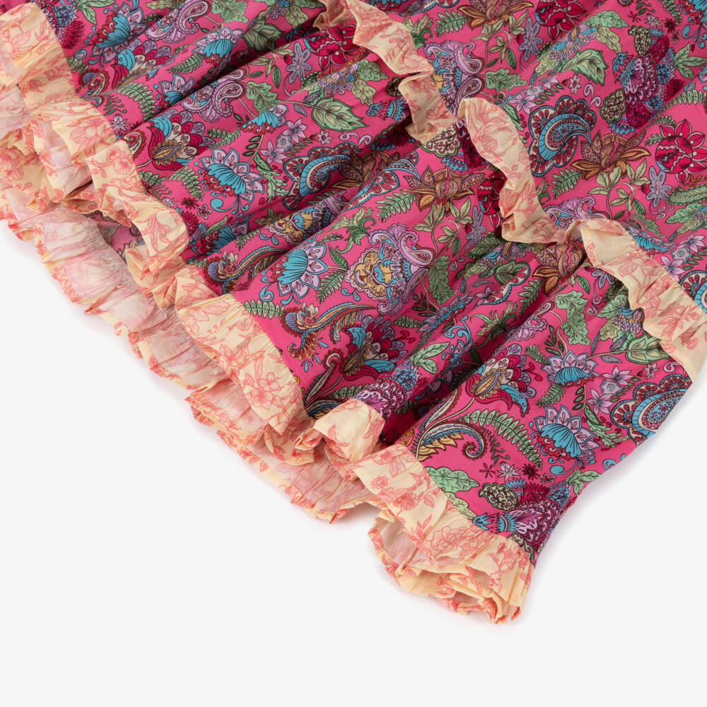 Olga Valentine-Girls Fuchsia Pink Cotton Paisley Print Dress | Childrensalon Outlet