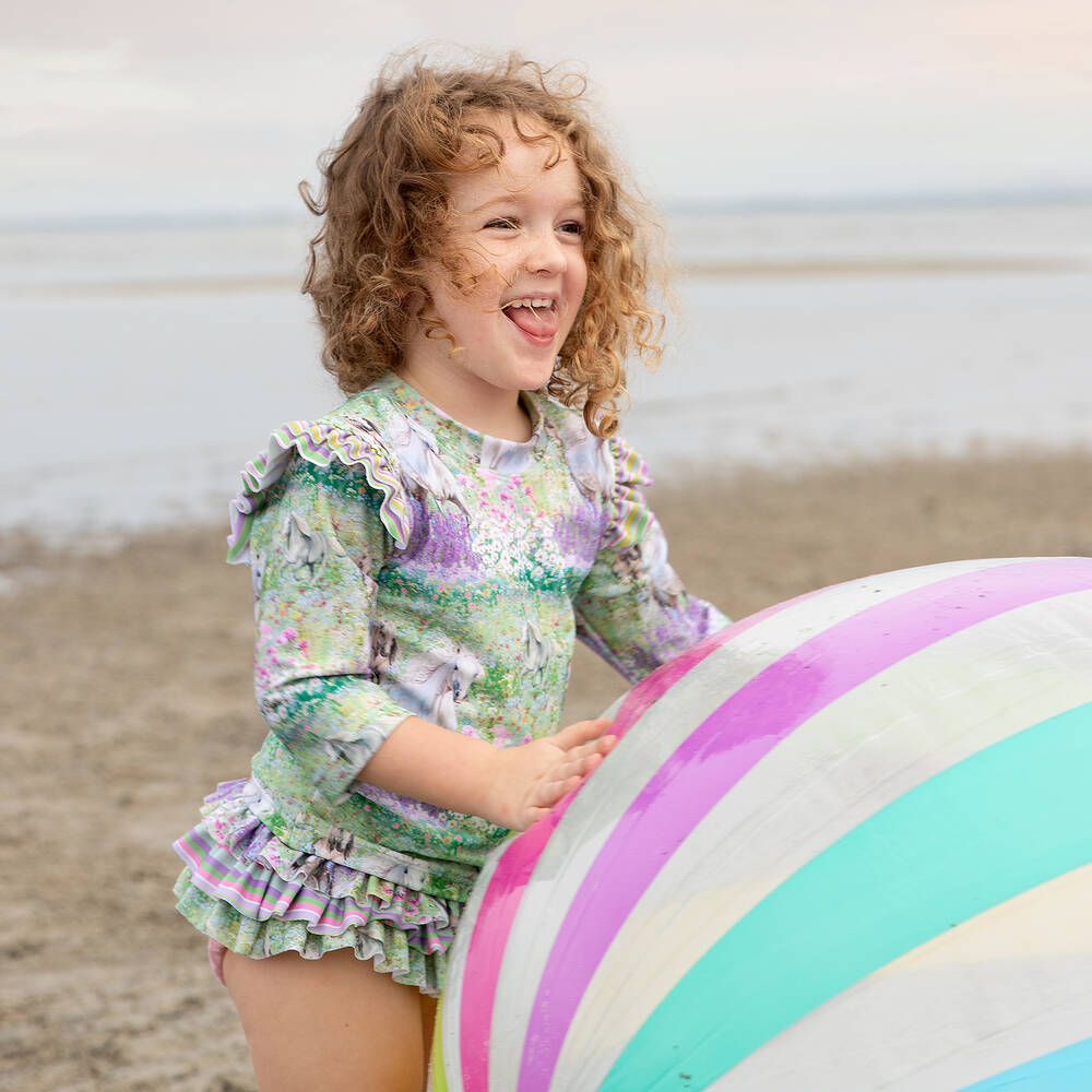 Olga Valentine-Фиолетово-зеленое танкини для девочек (UPF50+) | Childrensalon Outlet