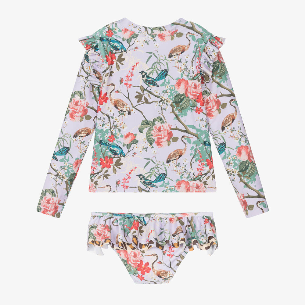 Olga Valentine-Girls Lilac Purple Floral Tankini (UPF50+) | Childrensalon Outlet