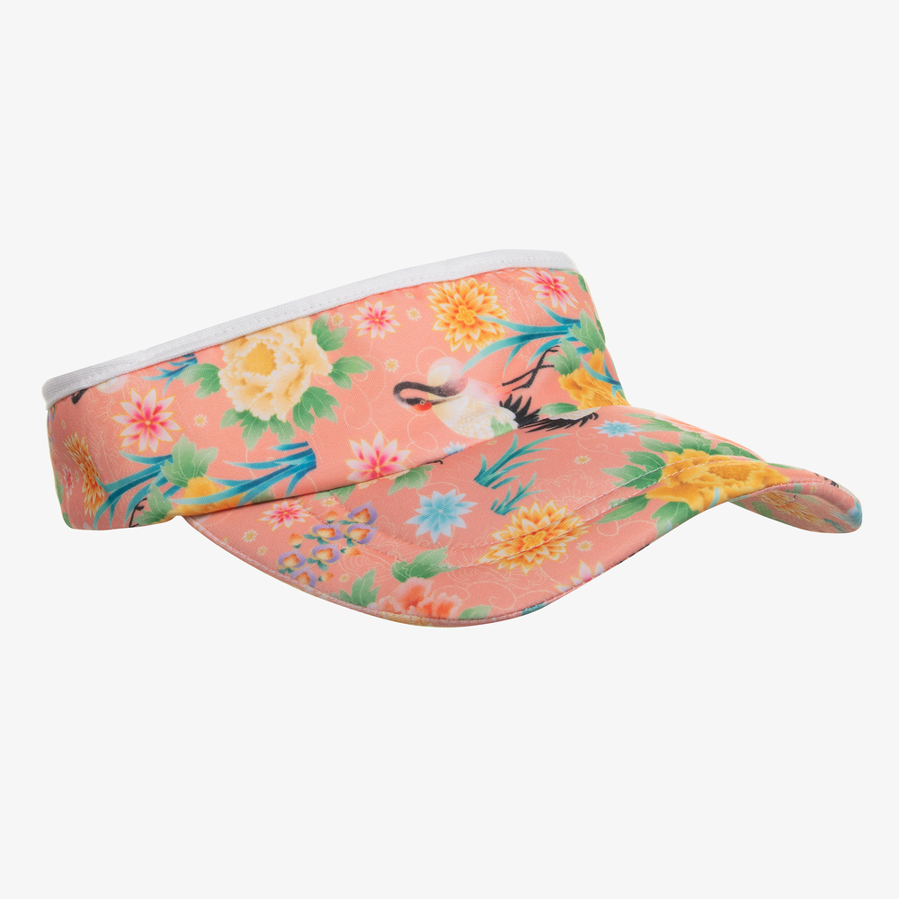 Olga Valentine - Girls Orange Floral Sun Visor | Childrensalon