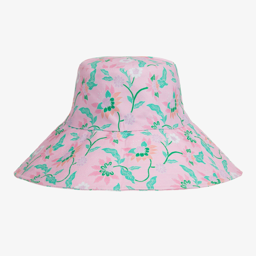 Olga Valentine - Girls Pink Cotton Bucket Hat | Childrensalon
