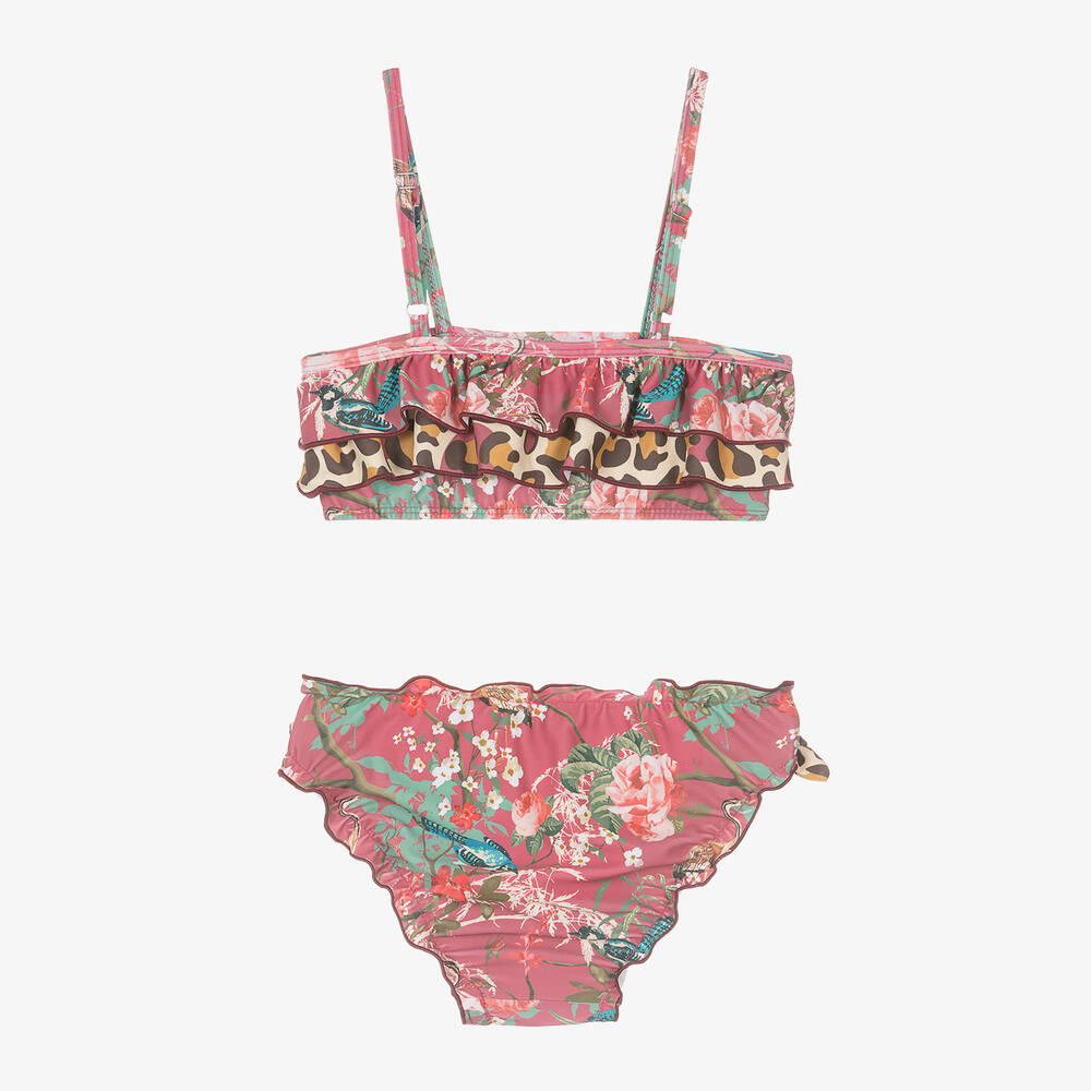 Olga Valentine-مايو بيكيني لون زهري داكن بطبعة ورود (UPF50+) | Childrensalon Outlet