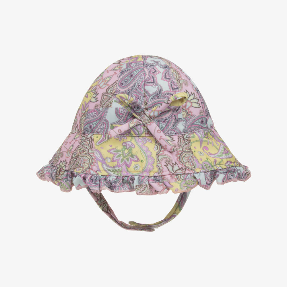 Olga Valentine-Girls Pink Floral Paisley Sun Bonnet | Childrensalon Outlet