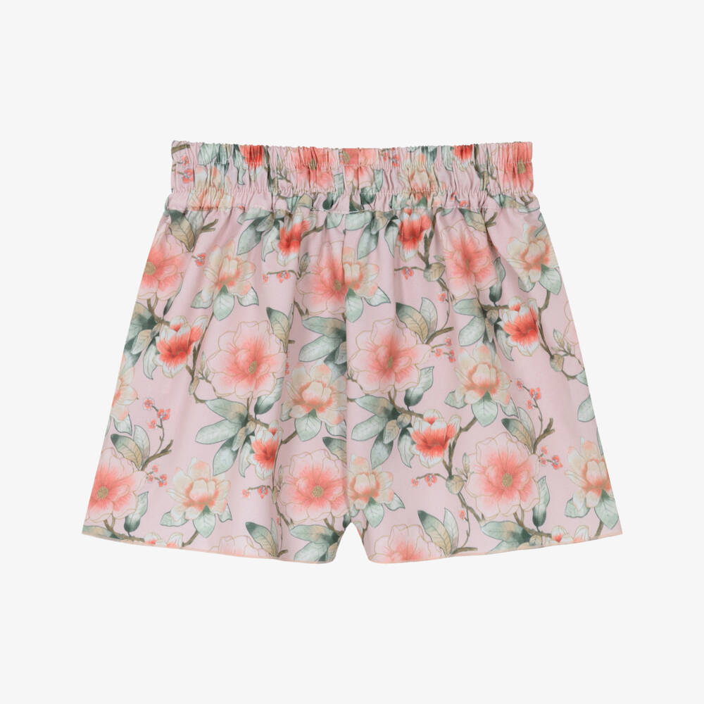 Olga Valentine-Girls Pink Floral Print Beachwear Shorts | Childrensalon Outlet