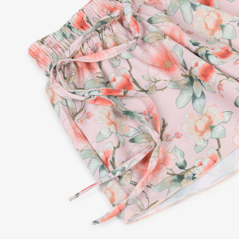 Olga Valentine-Girls Pink Floral Print Beachwear Shorts | Childrensalon Outlet