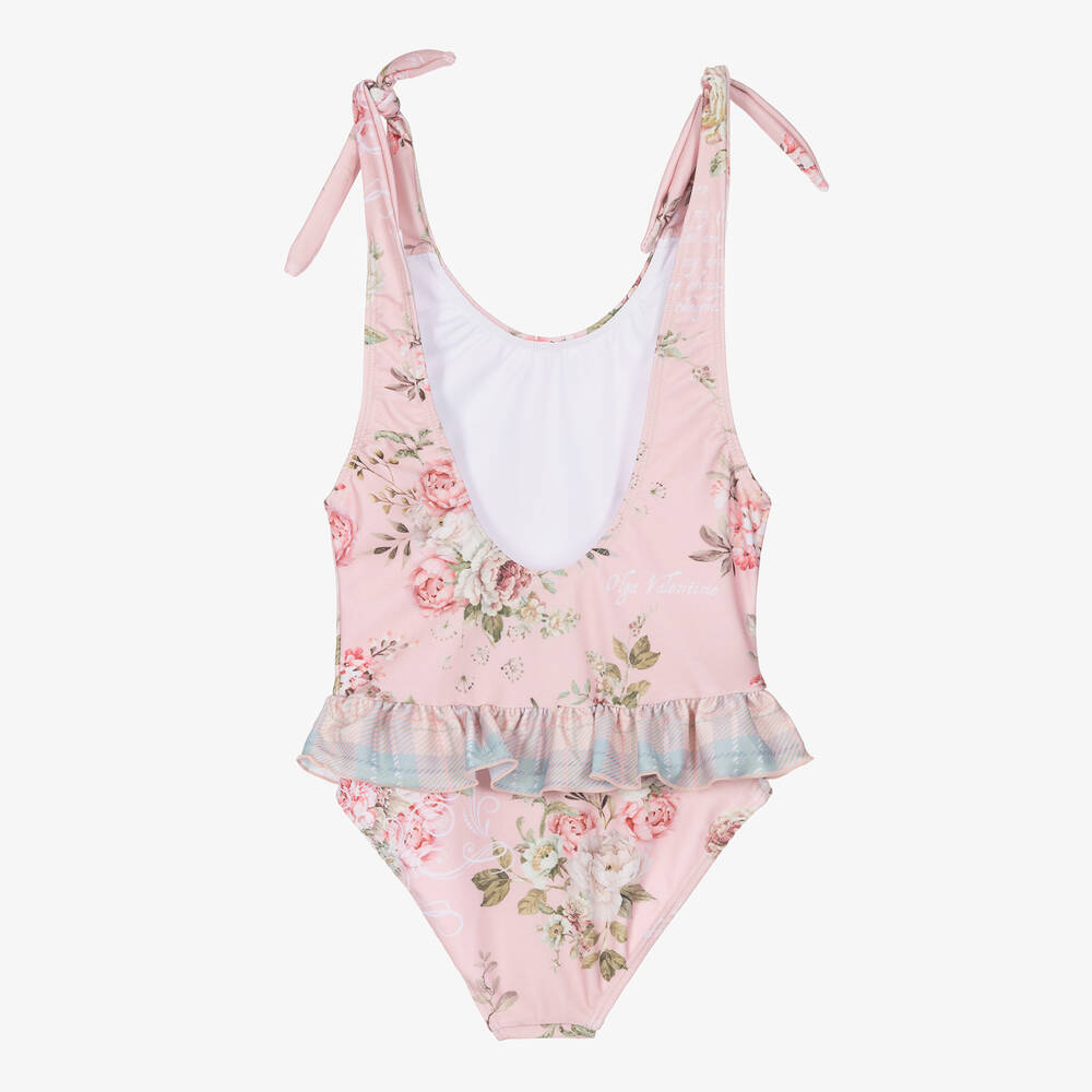 Olga Valentine-Розовый купальник с цветами (UPF50+) | Childrensalon Outlet