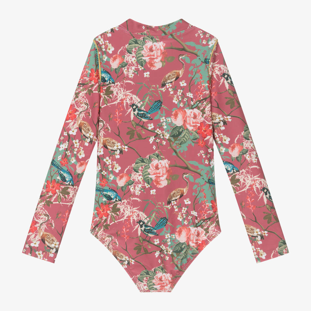 Olga Valentine-Girls Pink Floral Swimsuit (UPF50+) | Childrensalon Outlet