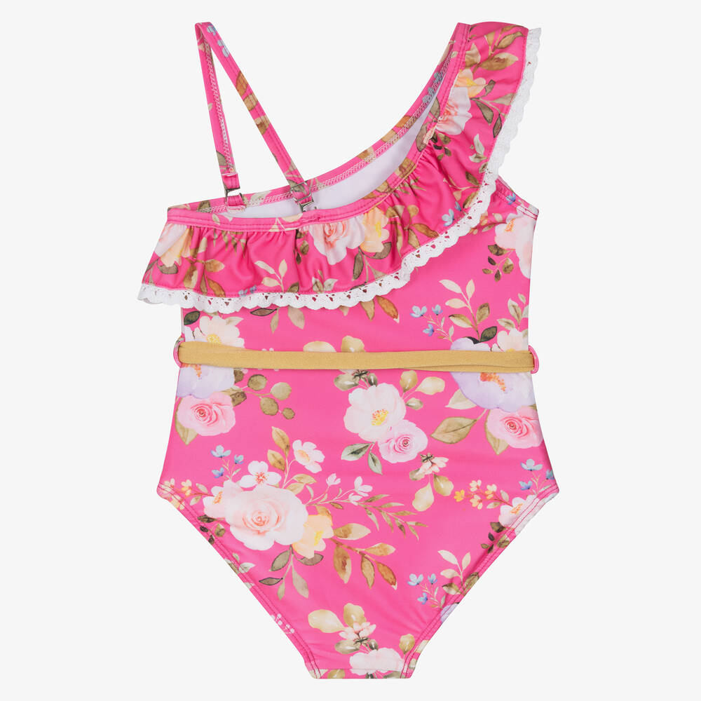 Olga Valentine-Girls Pink Floral Swimsuit (UPF50+) | Childrensalon Outlet