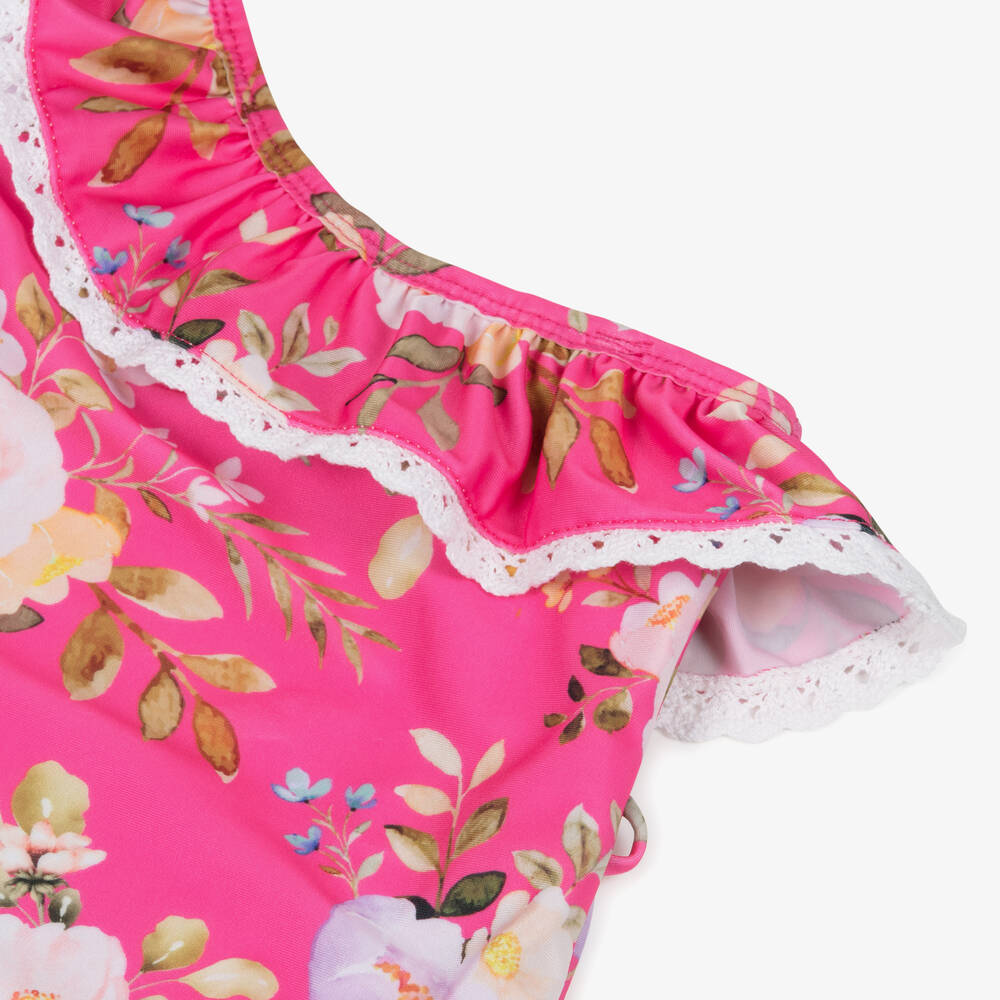 Olga Valentine-Girls Pink Floral Swimsuit (UPF50+) | Childrensalon Outlet