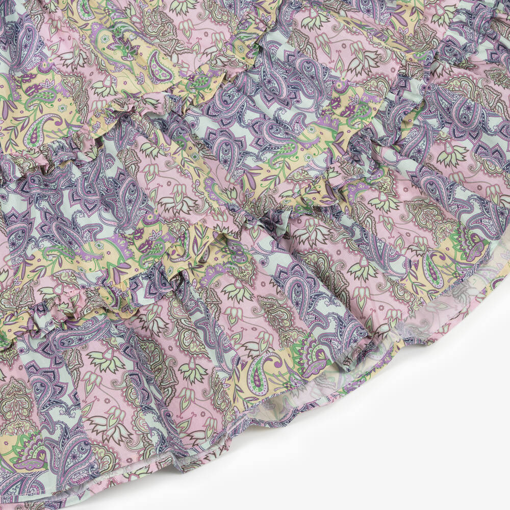 Olga Valentine-فستان ماكسي بنقشة بيزلي قطن لون زهري | Childrensalon Outlet