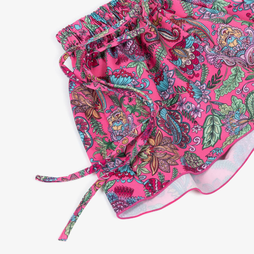 Olga Valentine-Girls Pink Paisley Print Beachwear Shorts (UPF50+) | Childrensalon Outlet