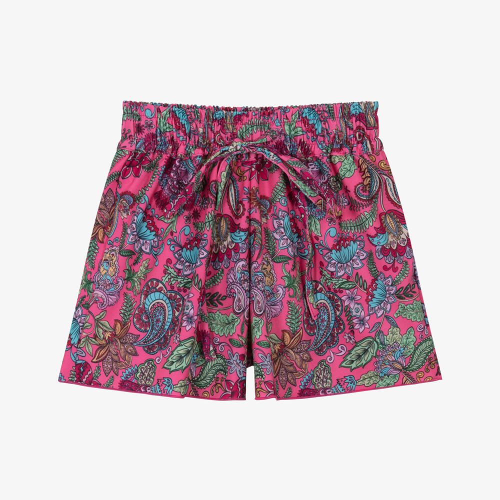Olga Valentine-Girls Pink Paisley Print Beachwear Shorts (UPF50+) | Childrensalon Outlet